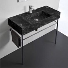 Modern Console Sink, Black Marble Style Sink, 40 inch